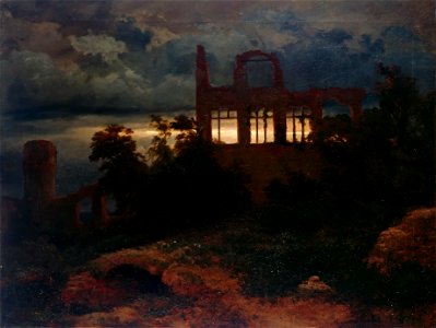 Arnold Böcklin - Landschaft mit Burgruine (1847)