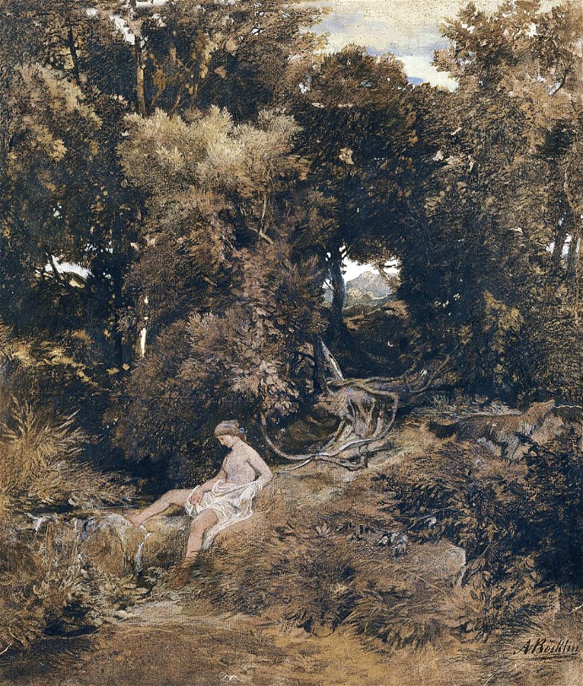 Arnold Böcklin - Nymphe an einem Brunnen (1855)