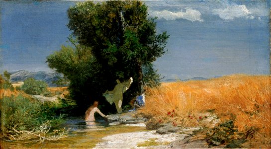 Arnold Böcklin - Kornfeld mit badenden Mädchen