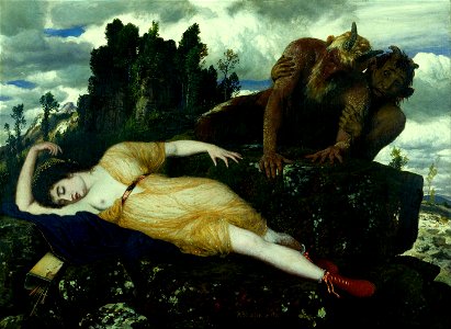 Arnold Böcklin - Sleeping Diana Watched by Two Fauns - Google Art Project