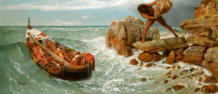 Arnold Böcklin - Odysseus and Polyphemus. Free illustration for personal and commercial use.