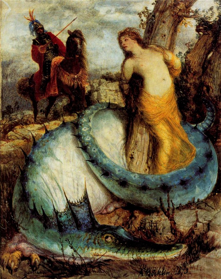 Böcklin, Arnold - Angelika, von einem Drachen bewacht- 1873