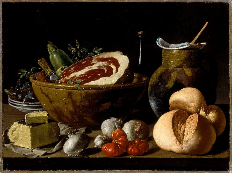 Bodegónconpan,jamon,quesoyverduras-meléndez
