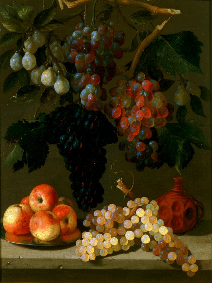 Bodegón de uvas, manzanas y ciruelas, de Juan de Espinosa