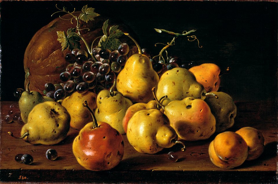 Bodegón membrillos, melocotones, uvas y calabazas-meléndez