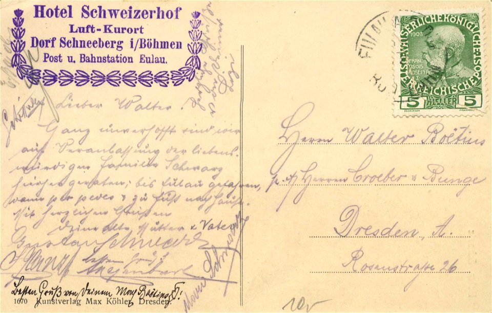 Bodenbach (CZ), Tschechien - Aussichtsturm auf dem Hohen Schneeberg (back) (Zeno Ansichtskarten)