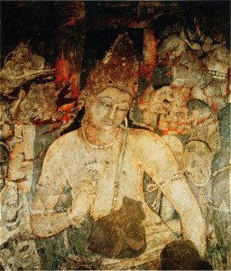 Bodhisattva Padmapani, cave 1, Ajanta, India. Free illustration for personal and commercial use.