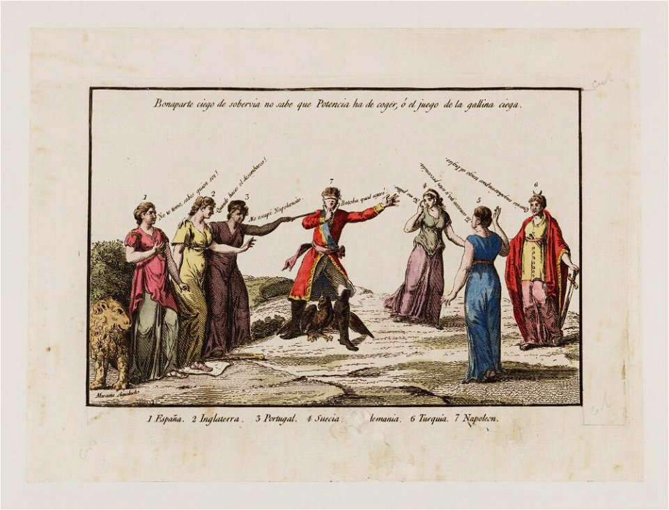 Bodleian Libraries, Bonaparte ciego de sobervia no sabe que Potencia ha de coger, ò el juego de la gallina ciega