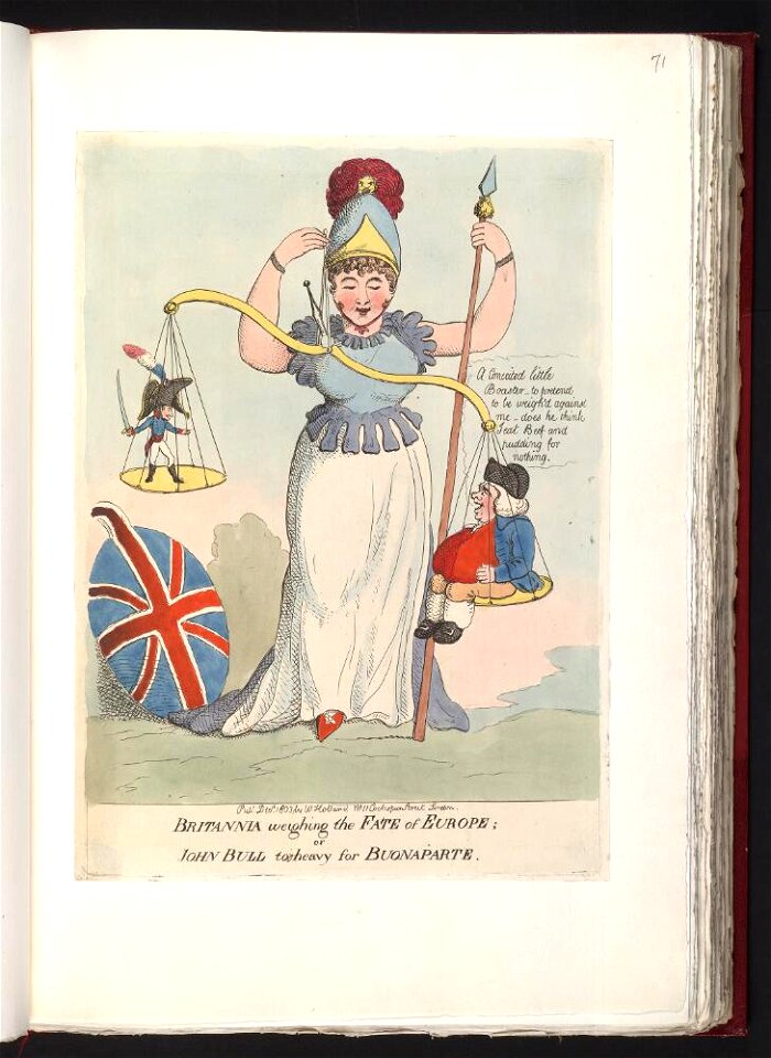 Bodleian Libraries, Britannia weighing the fate of Europe or- John Bull to heavy for Buonaparte