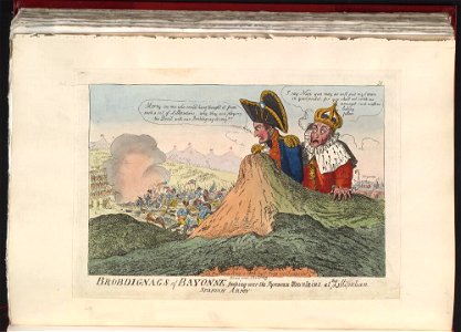 Bodleian Libraries, Brobdignags of Bayonne peeping over the Pyrenean mountains at the Lilliputian Spanish army