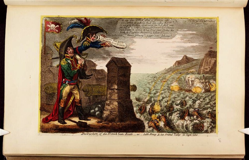 Bodleian Libraries, Destruction of the French gunboats or- little Boney and his friend Talley in high glee