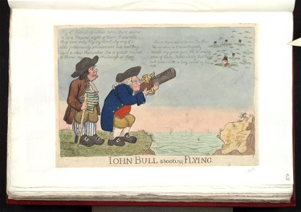 Bodleian Libraries, Iohn Bull shooting flying. Free illustration for personal and commercial use.