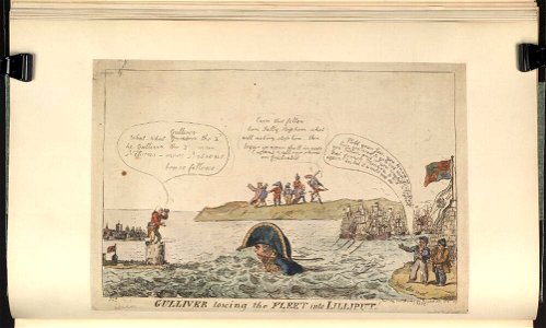 Bodleian Libraries, Gulliver towing the fleet into Lilliput