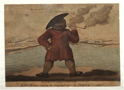 Bodleian Libraries, John Bull viewing the preparations on the French coast