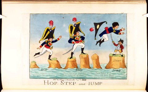 Bodleian Libraries, Hop step and jump. Free illustration for personal and commercial use.