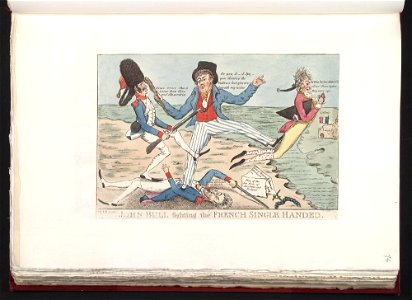 Bodleian Libraries, John Bull fighting the French single handed. Free illustration for personal and commercial use.