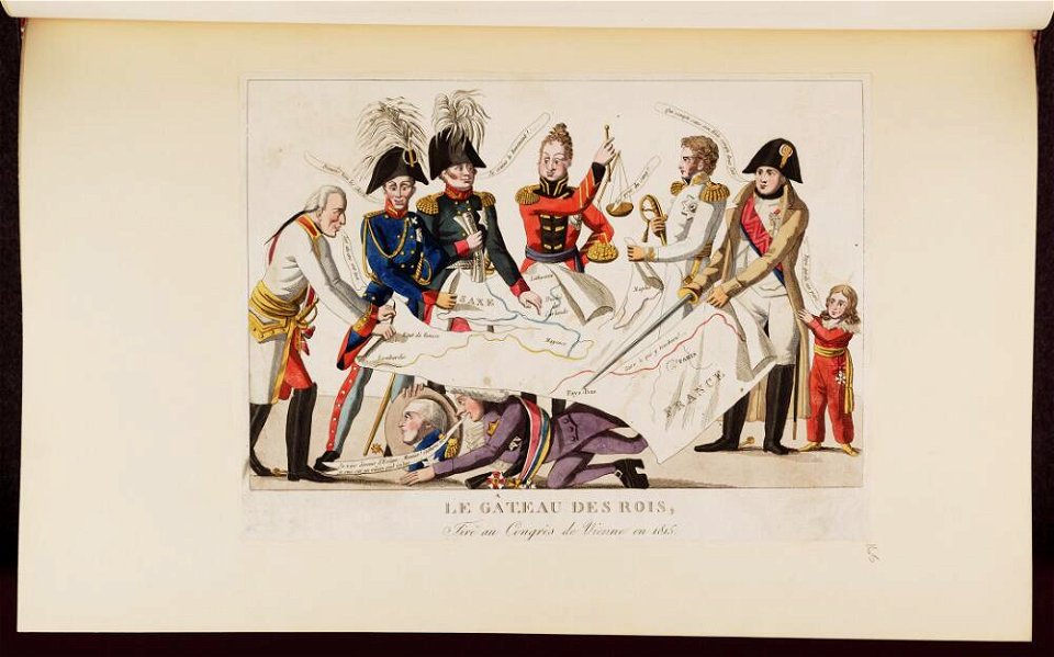 Bodleian Libraries, Le gâteau des rois, tiré au Congrès de Vienne en 1815- Napoleon Bonaparte premier consul s'est rendu à Notre Dame pour y