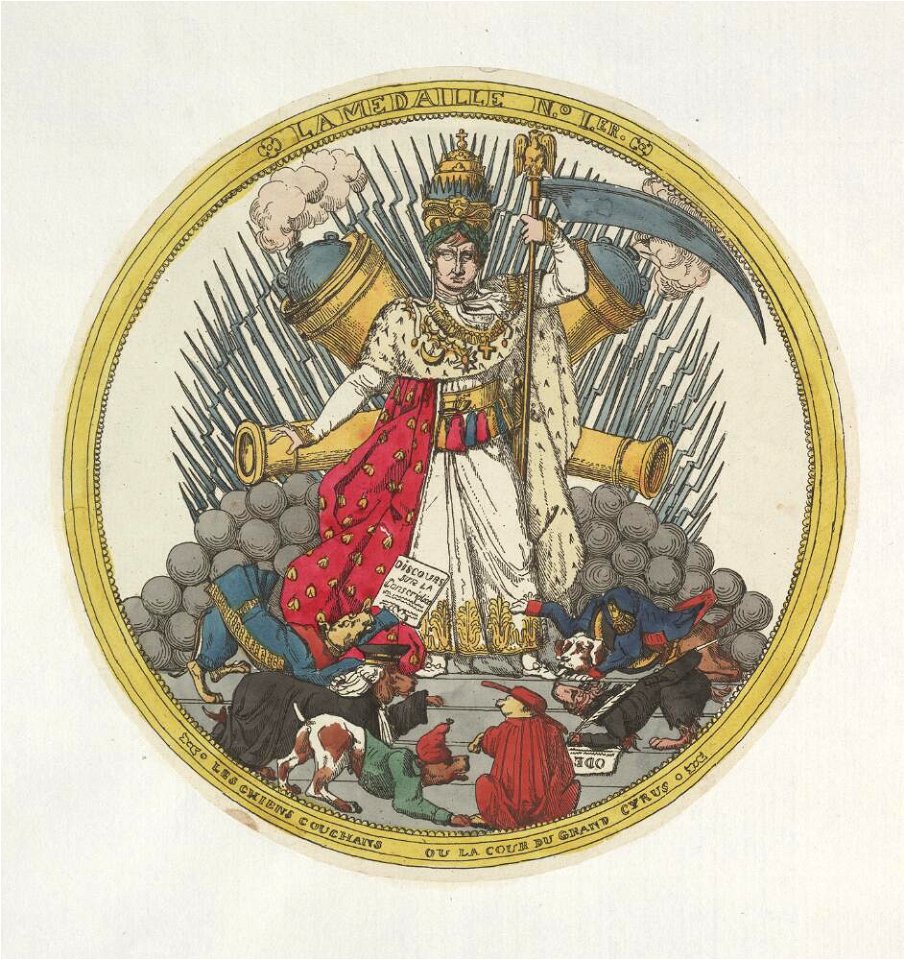 Bodleian Libraries, La medaille No Ier- Les chiens couchans ou la cour du grand Cyrus