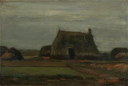 Boerderij met turfhopen - s0130V1962 - Van Gogh Museum. Free illustration for personal and commercial use.