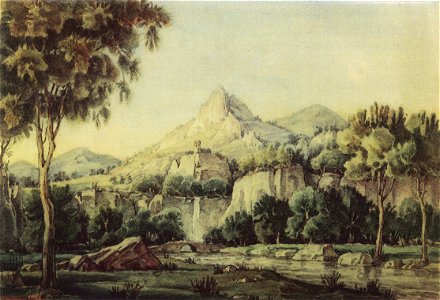 Bogaevsky Landscape with Waterfall and Birdge 1942