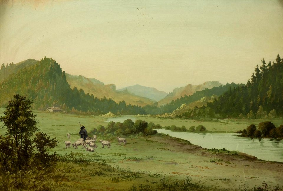 Bohumil Jaros Landschaft mit Viehhirte