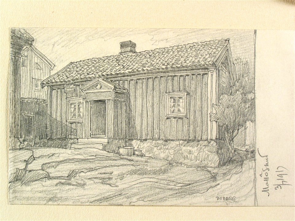 Bohuslän, Mollösund. Teckning av Ferdinand Boberg - Nordiska museet - NMA.0088001