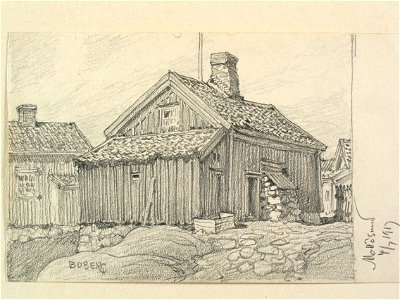 Bohuslän, Mollösund. Teckning av Ferdinand Boberg - Nordiska museet - NMA.0087998
