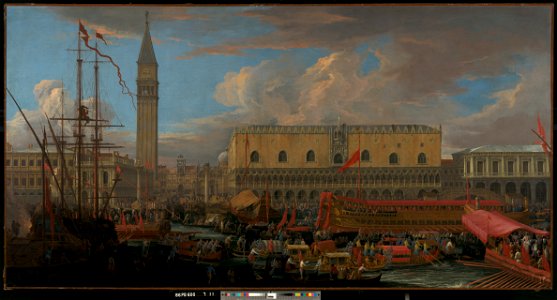 Luca Carlevarijs (Italian - The Bucintoro Departing from the Bacino di San Marco - Google Art Project