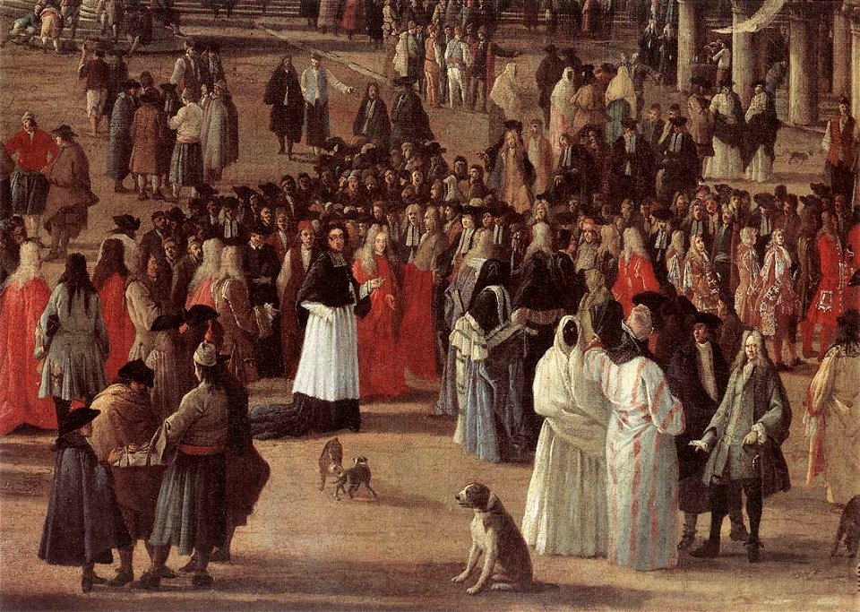 Luca Carlevarijs - The Reception of Cardinal César d'Estrées (detail) - WGA4226