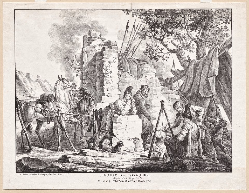 Carle Vernet (French, 1758-1836), C.F.X. Gastel, Bould. St. Martin No. 6 - Bivouac de Cosaques - 2015.132 - Cleveland Museum of Art