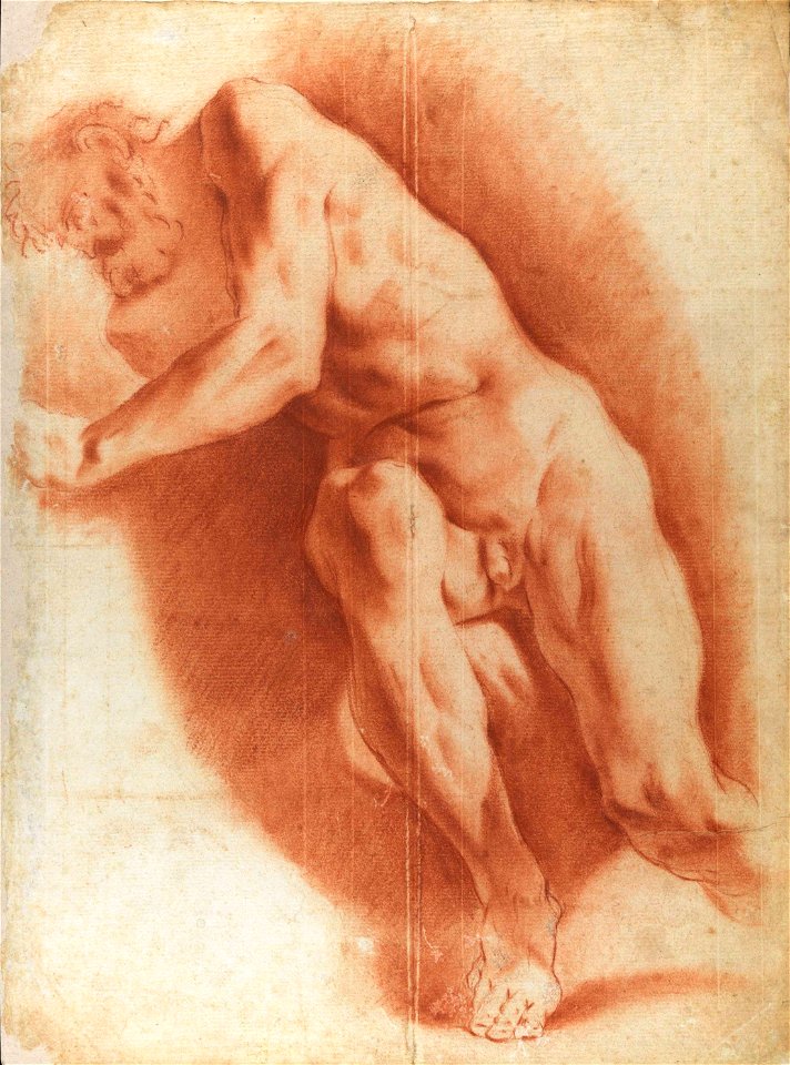 Carlo Cignani - Estudo de homem nu sentado