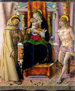 Carlo Crivelli - The Virgin and Child with Saints Francis and SebastianFXD. Free illustration for personal and commercial use.