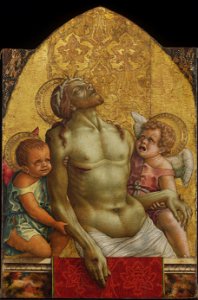 Carlo Crivelli - Dead Christ Supported by Two Angels - Google Art Project. Free illustration for personal and commercial use.