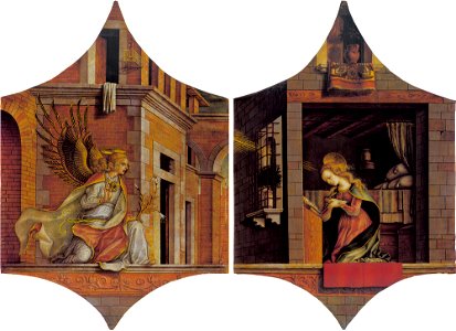 Carlo Crivelli - De Annunciatie, Gabriël (links), Maria (rechts) - 841, 841A - Städel Museum