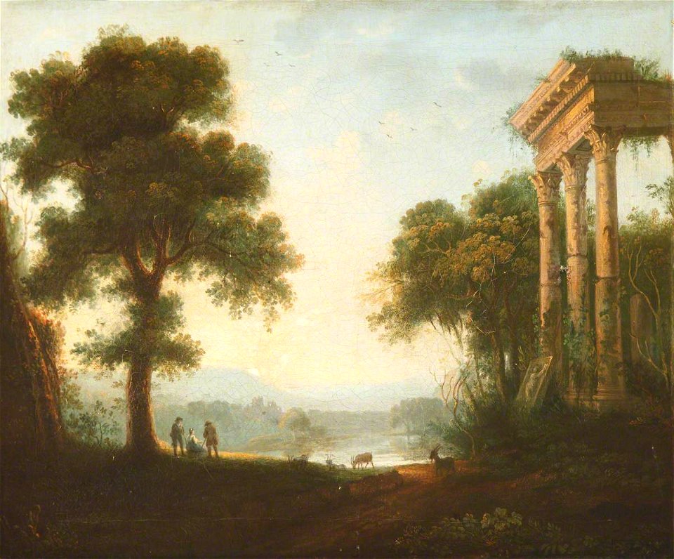 Carlo Labruzzi (1747-1748-1817) (circle of) - Classical Landscape with Shepherds near the Ruins of a Temple - 1548161 - National Trust