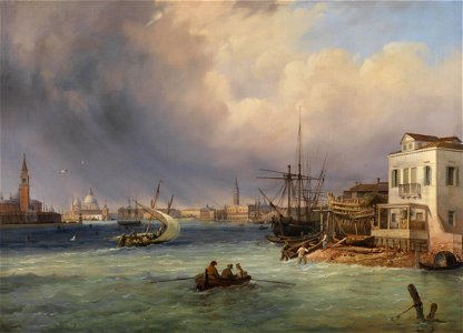 Carlo Grubas Blick auf Venedig bei Gewitterstimmung