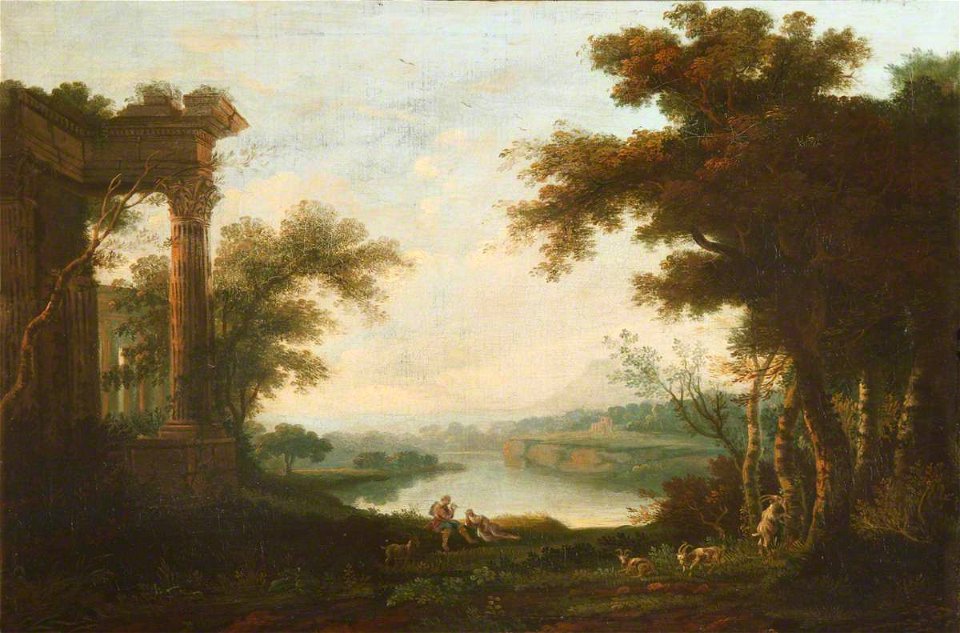 Carlo Labruzzi (1747-1748-1817) (circle of) - Classical Landscape with Shepherds near Overgrown Ruins - 1548002 - National Trust