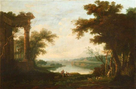 Carlo Labruzzi (1747-1748-1817) (circle of) - Classical Landscape with Shepherds near Overgrown Ruins - 1548002 - National Trust