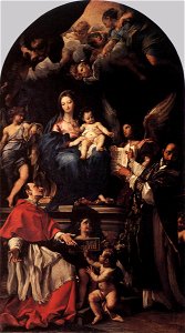 Carlo Maratta - Madonna and Child Enthroned with Angels and Saints - WGA14047. Free illustration for personal and commercial use.