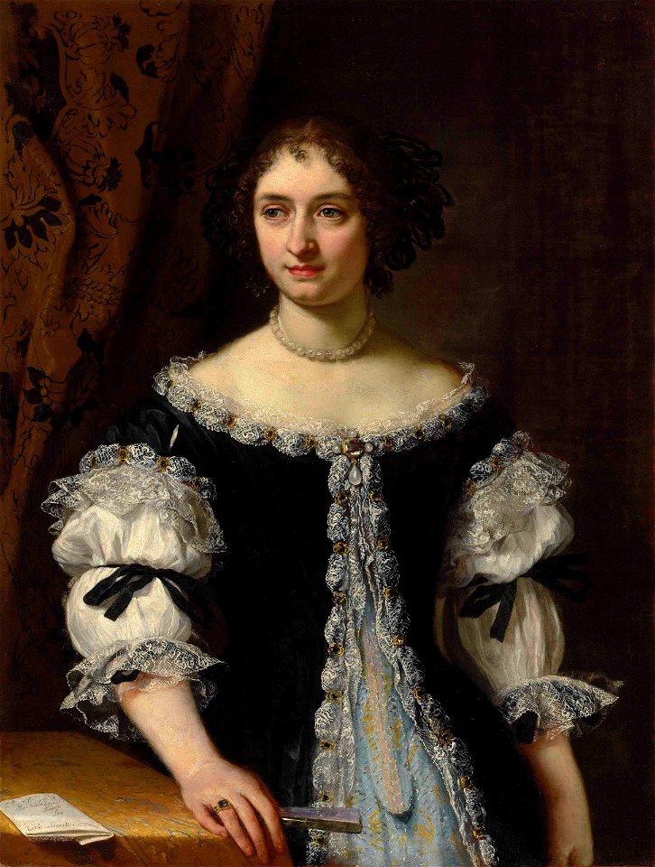 Carlo Maratti - Portrait of Maria Maddalena Rospigliosi Panciatichi (1645-1695), half-length, in a black surcote trimmed with silver embroidery 2012 CKS 05677 0218