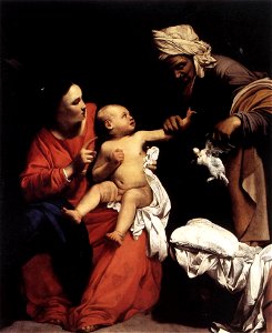Carlo Saraceni - Madonna and Child with St Anne - WGA20834. Free illustration for personal and commercial use.