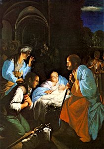 Carlo Saraceni - The Birth of Christ - WGA20827. Free illustration for personal and commercial use.