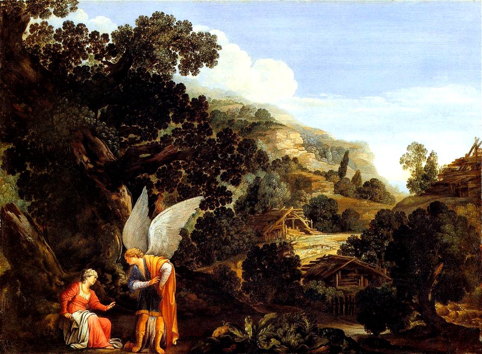 Carlo Saraceni - An Angel Appearing to the Wife of Manoah - WGA20826. Free illustration for personal and commercial use.