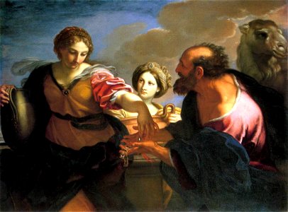 Carlo Maratta - Rebecca and Eliezer at the Well - WGA14048. Free illustration for personal and commercial use.