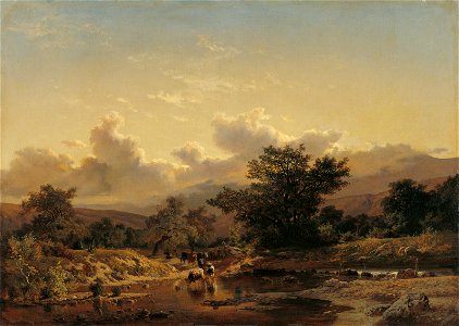 Carlos de Haes Landscape with Drove of Cows 1859