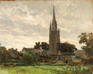 Carlos de Haes - La torre de la iglesia. Cercanías de Douarnenez