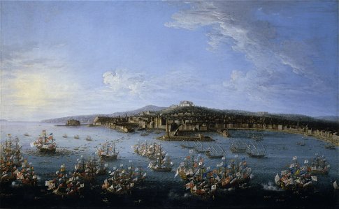 Carlos III leaving the Port of Naples, as seen from the Sea