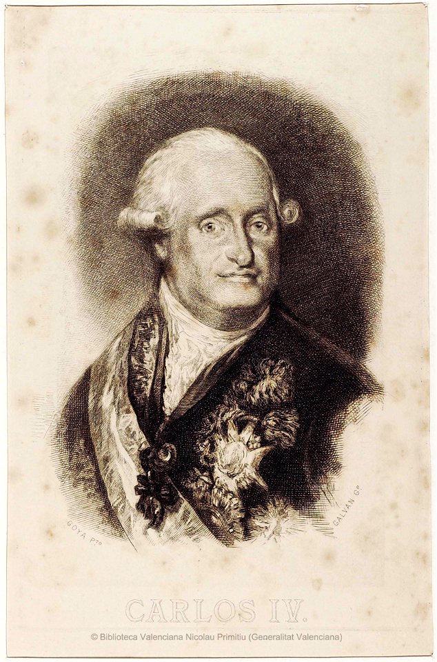 Carlos IV, grabado de Galván y Candela