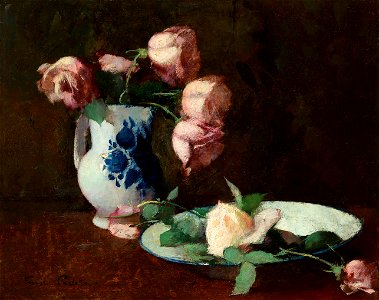 'Still Life, Roses' by Emil Carlsen, circa 1885