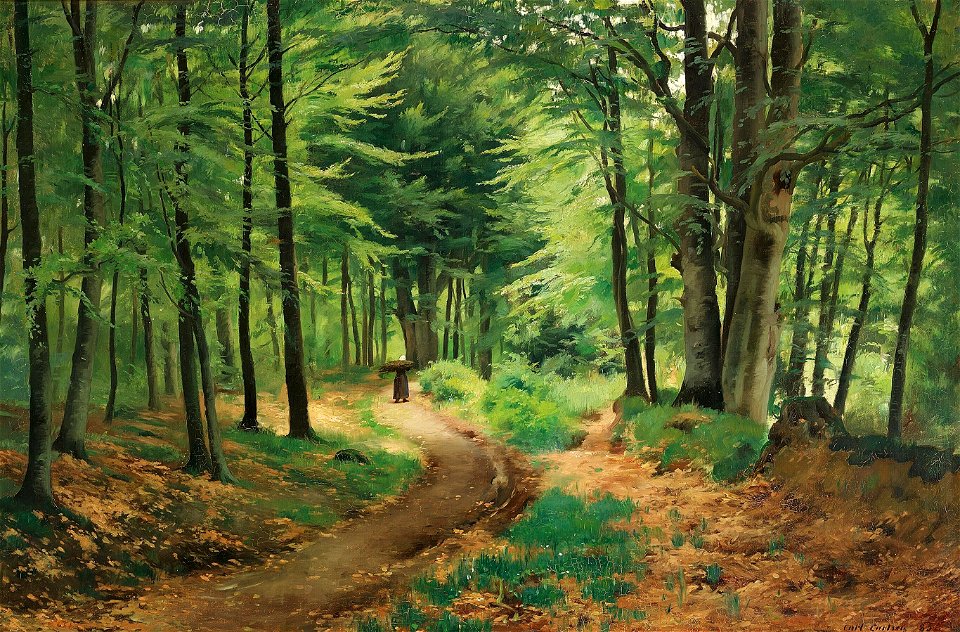 Carl Carlsen - En kvinde på en skovvej - 1883